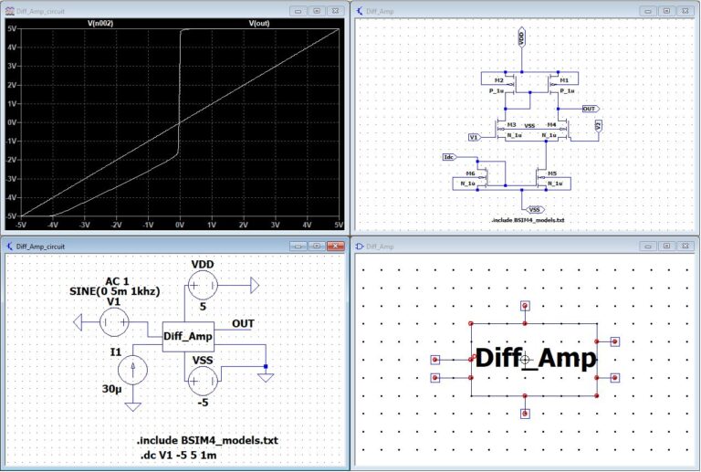 Differential Amplifier Circuit simulation using LTSpice - Circuit Generator
