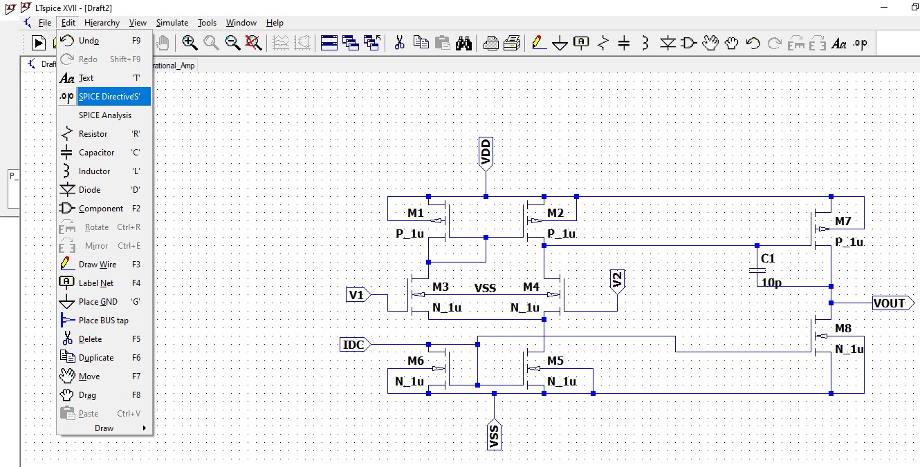 Operational Amplifier using LTspice