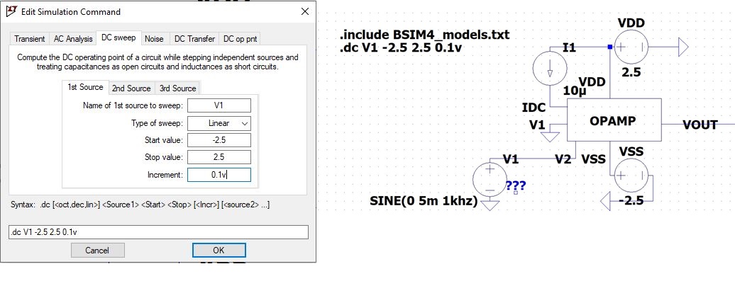 Operational Amplifier DC Sweep